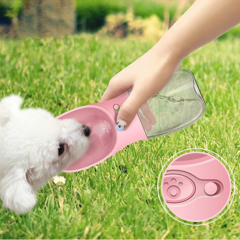 HydroPup bottle - dog drinking on walk